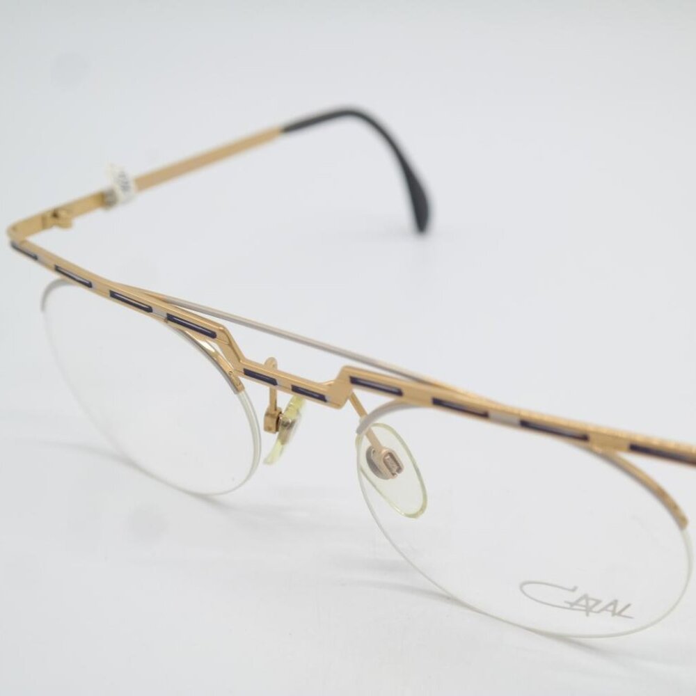 Vintage Glasses Cazal 468 Gold Multi-Color Half-Brand Eyeglass Frame Eyeglasses